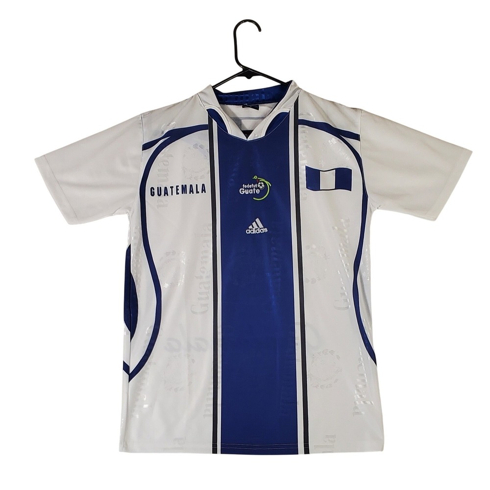 90's vintage Adidas Guatemala National Team Soccer Jersey Mens Small White Blue